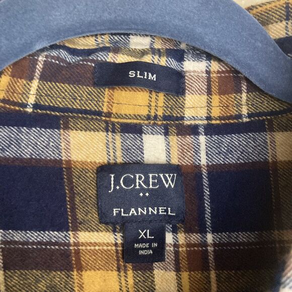 J Crew Flannel XL Blue Yellow Plaid Slim Fit Casual Lumberjack Fall - Picture 6 of 6